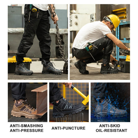 Anti Smashing Anti Piercing Four-Season Fashion High Top Safety Shoes