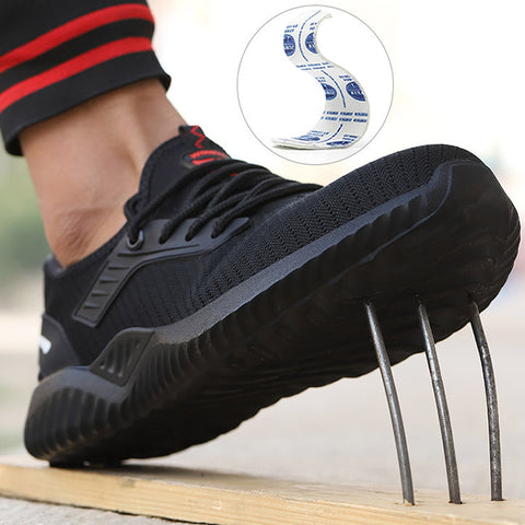 Breathable Flying Weave Anti Smashing Anti Stab Wear Resistant Safety Protective Work Shoes